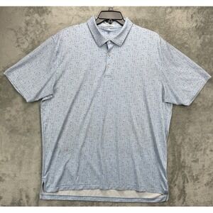 Peter Millar Men's Summer Comfort‎ Polo Shirt XXL Blue Golf Ball Print Golf